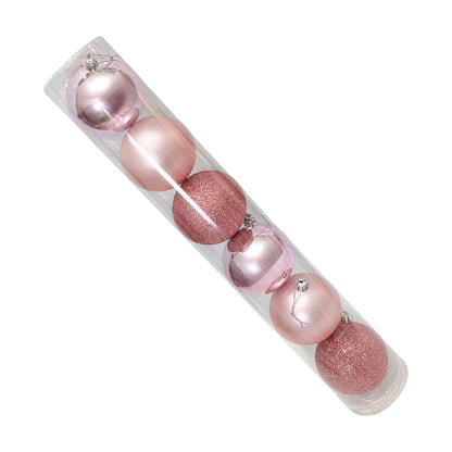 Bola Navideña 6 pza Decoradas / Rosa / 8 cm / Maranelo Christmas