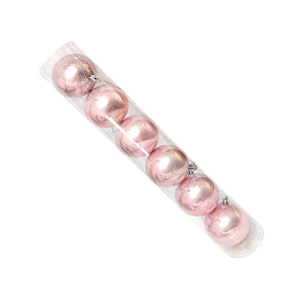 Bola Navideña 6 pza Lisa Perlada / Rosa / 8 cm / Maranelo Christmas