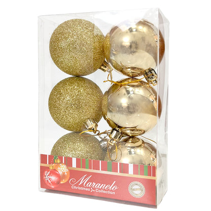Bola Navideña Brillante/Escachada Gold de 6 cm / Maranelo Christmas / 6 Pza