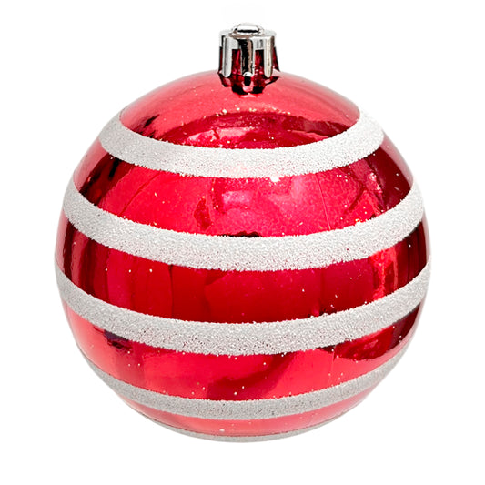 Bola Navideña Decorada / Miro Christmas / 8 cm Set 6 Piezas Rojo y Blanco