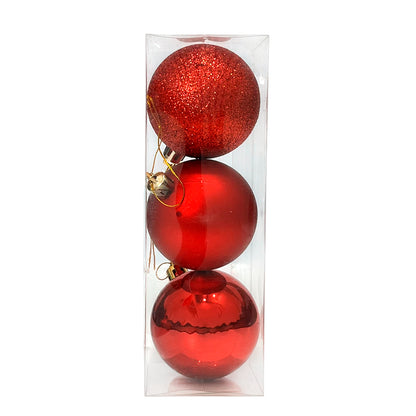 Bola Navideña Lisa de 6Cm Maranelo Christmas / 3 Piezas / Brillante-Mate-Escarchada / Roja