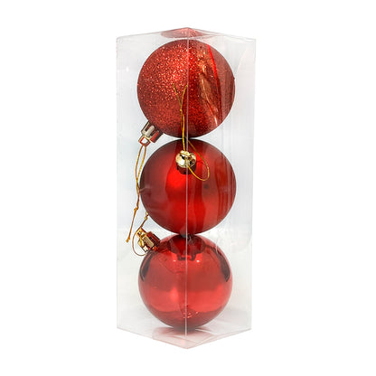 Bola Navideña Lisa de 6Cm Maranelo Christmas / 3 Piezas / Brillante-Mate-Escarchada / Roja