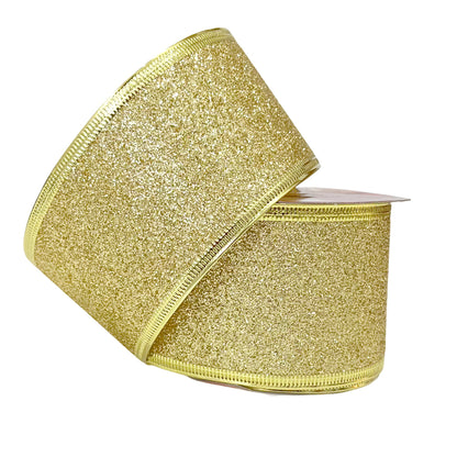 Cinta Navideña Dorado y Blanco / 8 cm x 10 yd / Miró Christmas