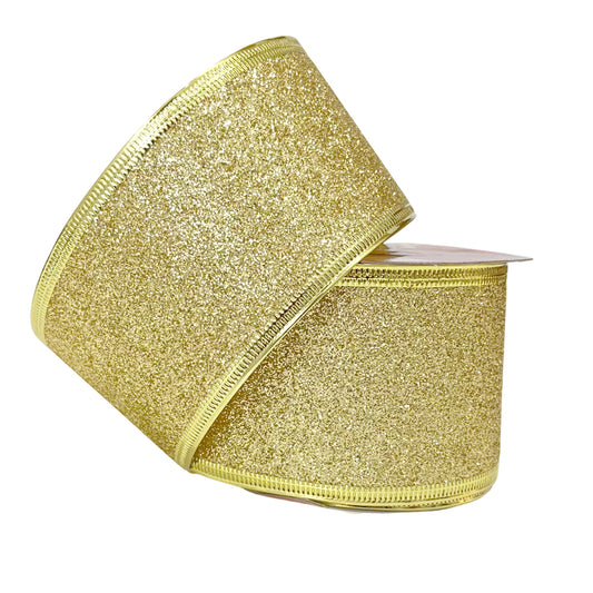 Cinta Navideña Dorado y Blanco / 8 cm x 10 yd / Miró Christmas