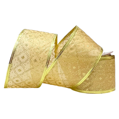 Cinta Navideña Miro Christmas / Doradas / 2.5"x10Yd / Surtido