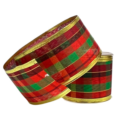 Cinta Navideña Miro Christmas / Verde-Rojo / 2.5"x10Yd / Surtido