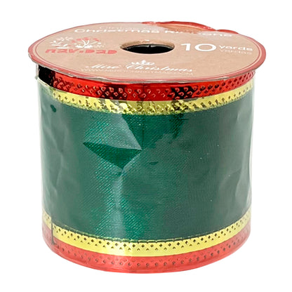 Cinta Navideña Miro Christmas / Verde-Rojo / 2.5"x10Yd / Surtido