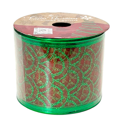 Cinta Navideña Miro Christmas / Red-Green / 2.5"x10Yd