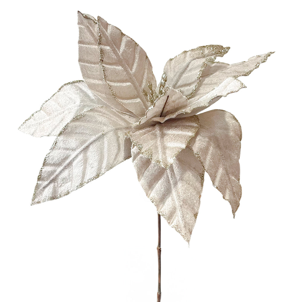 Flor Navideña Poinsettia 30 cm / Champaña / Montefiori Christmas