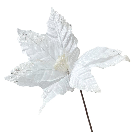 Flor Navideña Poinsettia 30 cm / White / Montefiori Christmas