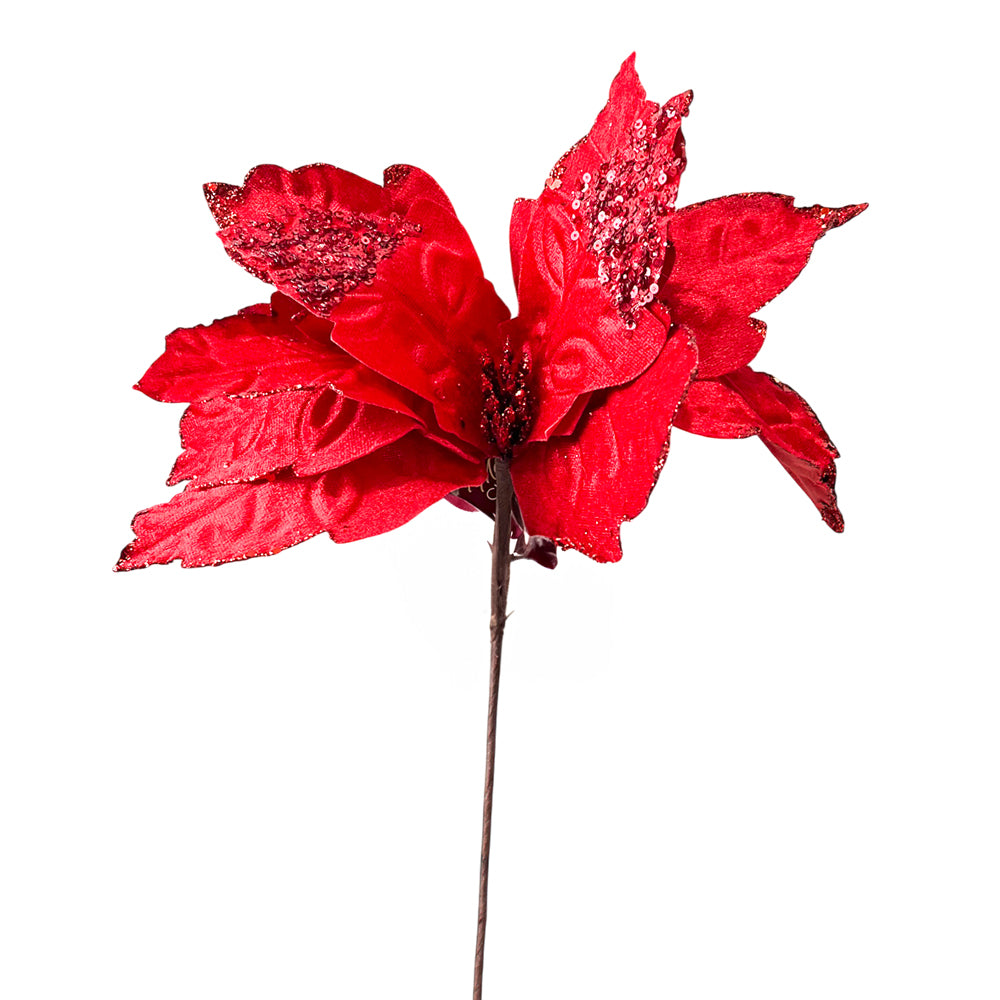 Flor Navideña Poinsettia / 30 cm / Roja / Montefiori Christmas