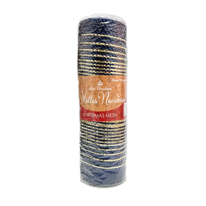 Malla Navideña / Miro Christmas / Azul y Dorada 27 x 10 Yardas
