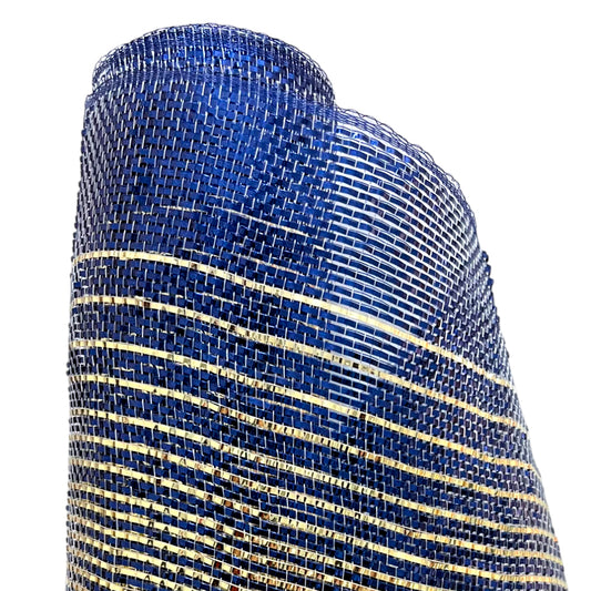 Malla Navideña / Miro Christmas / Azul y Dorada 27 x 10 Yardas