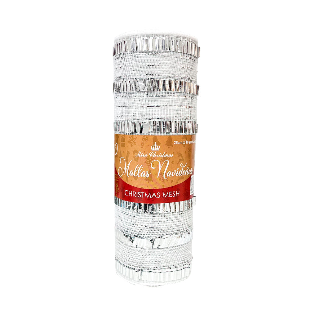 Malla Navideña Blanco-Plata / 27 x 10 Yardas / Miro Christmas