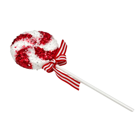 Ornamento Navideño Caramelo / Miro Christmas / 9x26 cm Rojo y Blanco