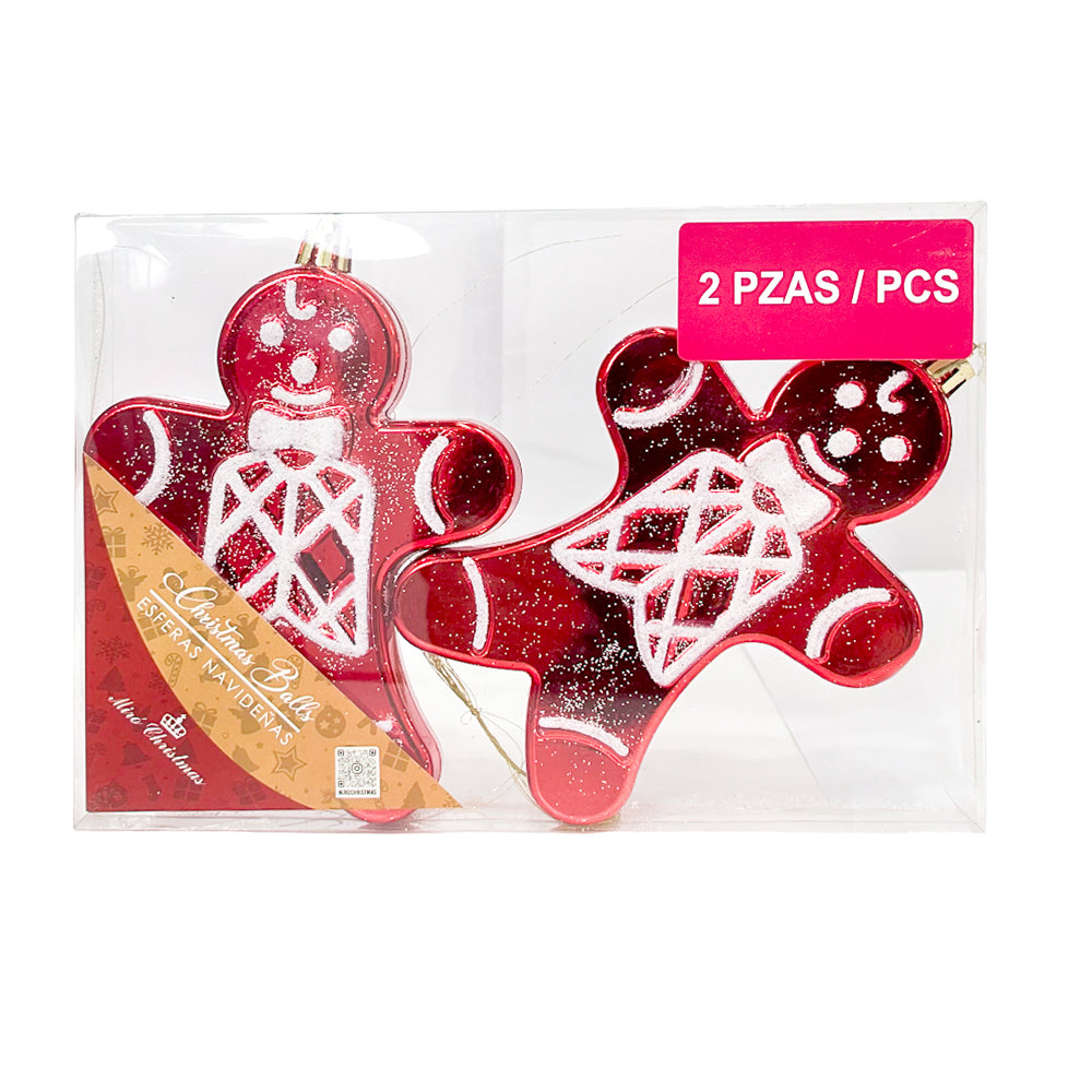 Ornamento Navideño Galleta 2 Piezas Rojo-Blanco / 14 cm / Miro Christmas