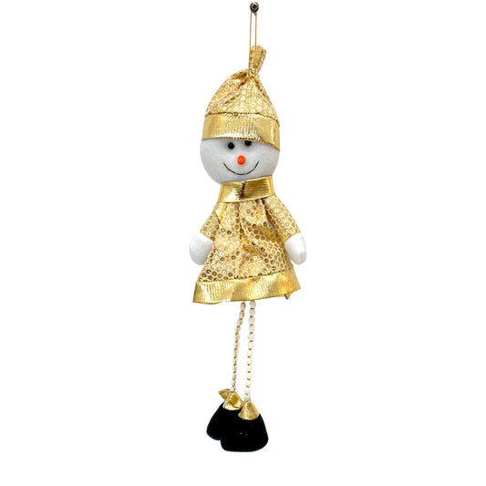 Ornamento Navideño Hombre de Nieve / 38 cm / Dorado