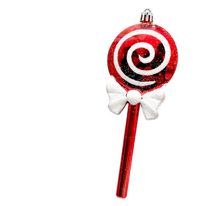 Ornamento Navideño Caramelo / Miro Christmas / 18 cm Set 2 Piezas Rojo y Blanco