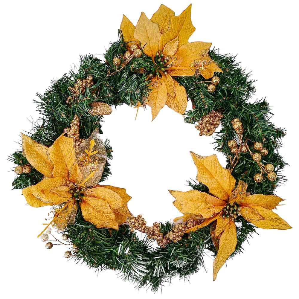 Corona Navideña Dorada Miro Christmas 50 cm