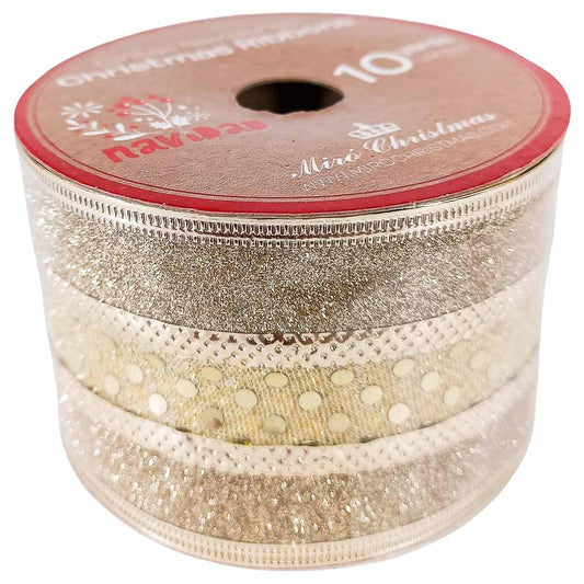 Cinta Decorativa Navideña Miro Christmas 2.5" x 10 yd - Surtido