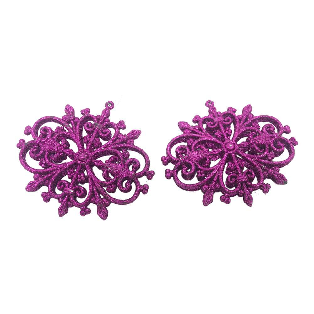 Adorno Navideño Miro Christmas 2 Piezas Flor Purpura