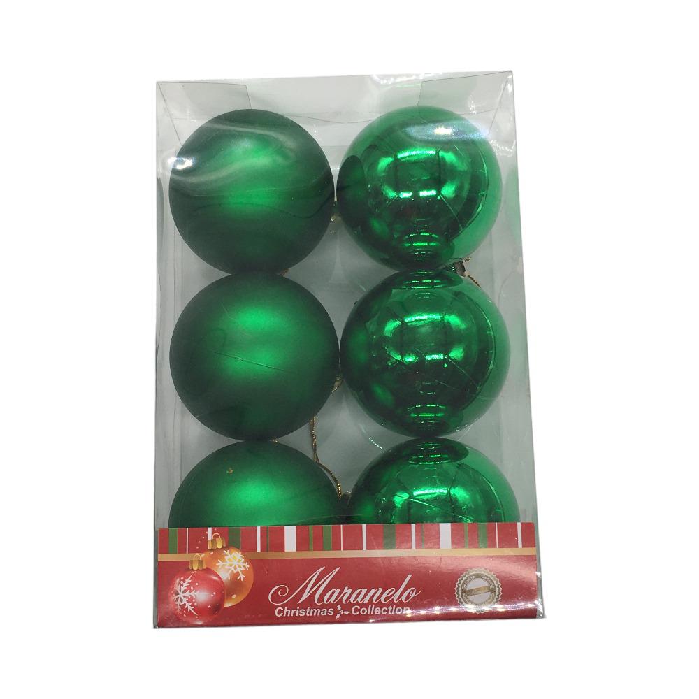 Bolas De Navidad Maranelo Christmas Lisas 6Pz Verde Brill/Mate 7Cm