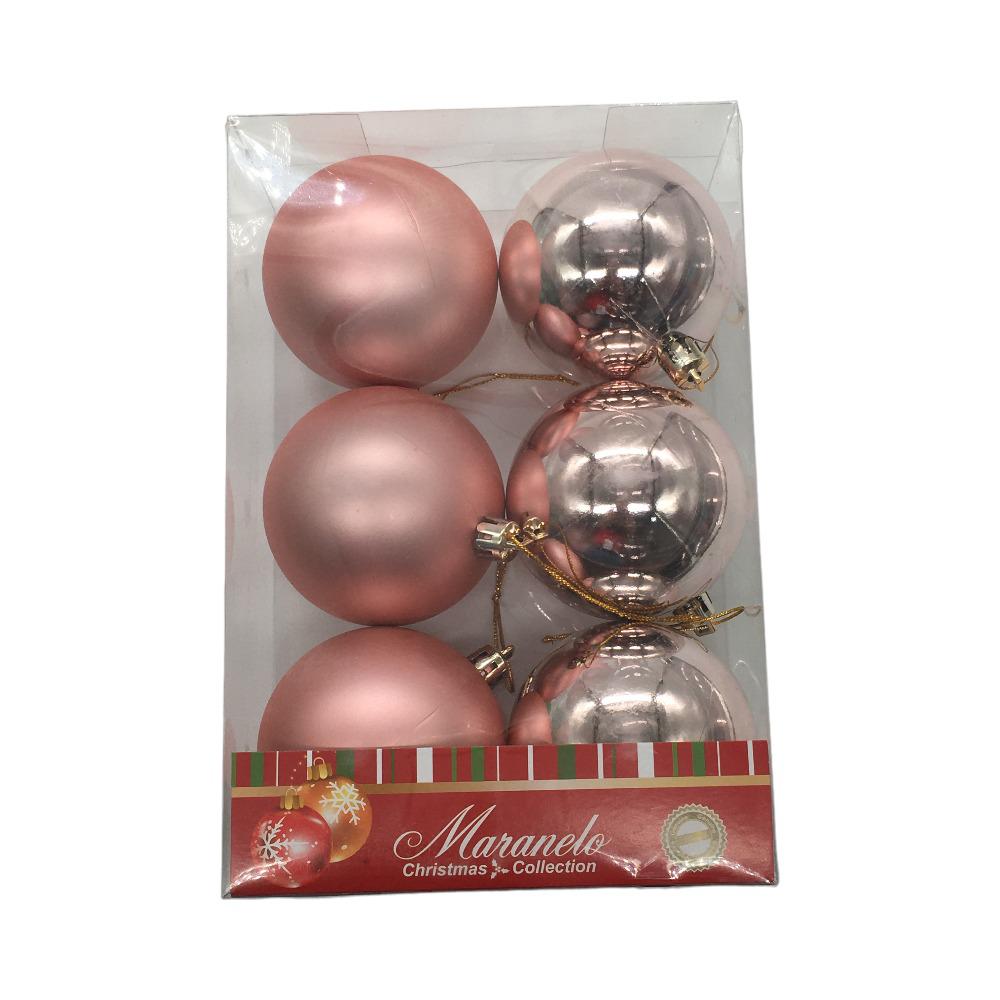 Bolas De Navidad Maranelo Christmas Lisas 6Pz Rose Brill/Mate 7Cm