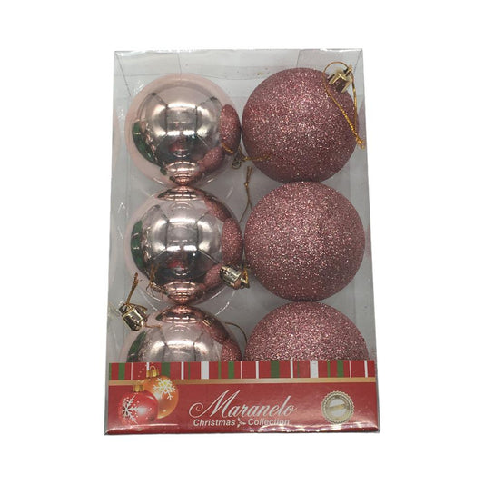 Bolas De Navidad Maranelo Christmas Lisas 6Pz Rose Esc/Brill 7Cm