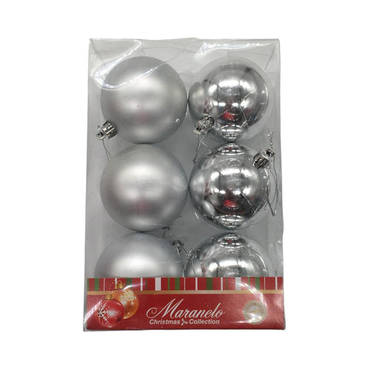 Bolas Navideñas Plateado Mate/Brillante 7 cm