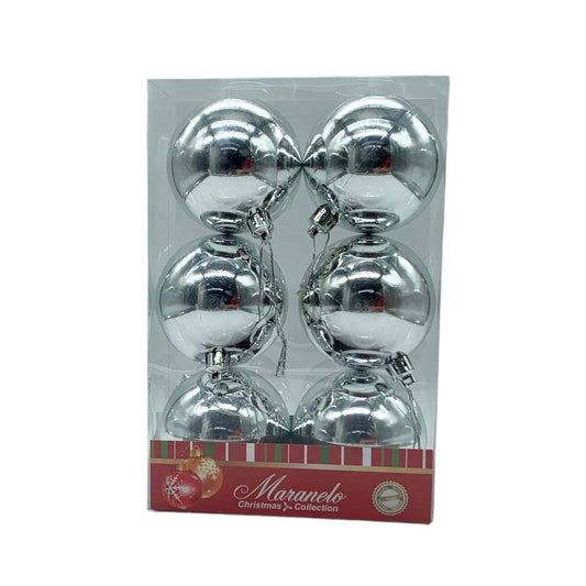 Bolas Lisas de Navidad Maranelo Christmas 6 Piezas de 7Cm Silver