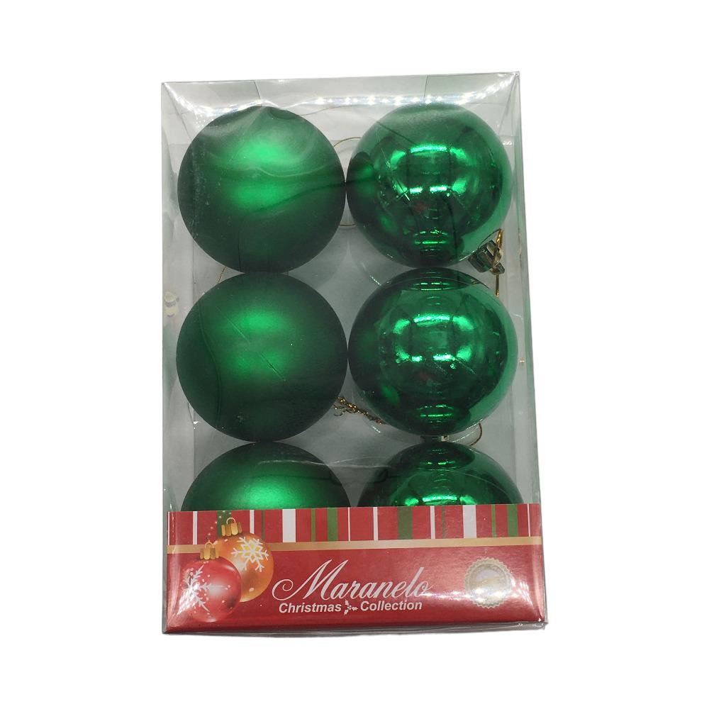 Bolas De Navidad Maranelo Christmas Lisas 6Pz Verde Brill/Mate 6Cm