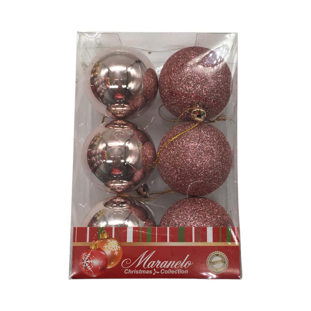 Bolas Navideñas Rose Gold Escarcha/Brillante 6 cm