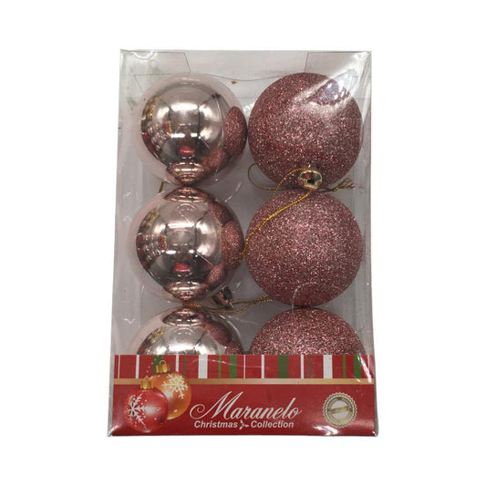 Bolas Navideñas Rose Gold Escarcha/Brillante 6 cm