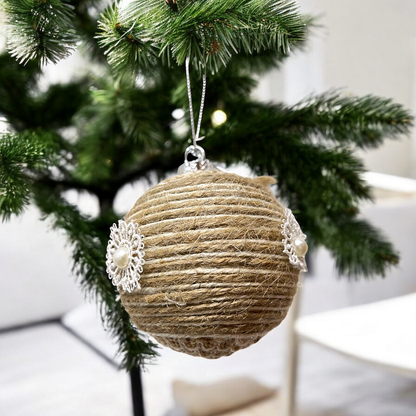Esfera Navideña Decorada 8 Cm Dp12 Natural