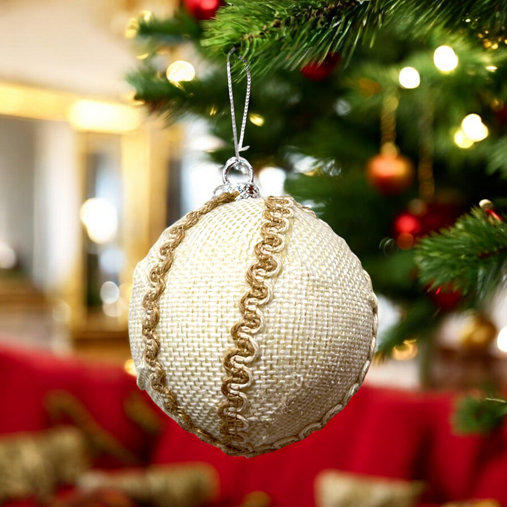 Esfera Navideña Decorada 8 Cm Dp12 Natural