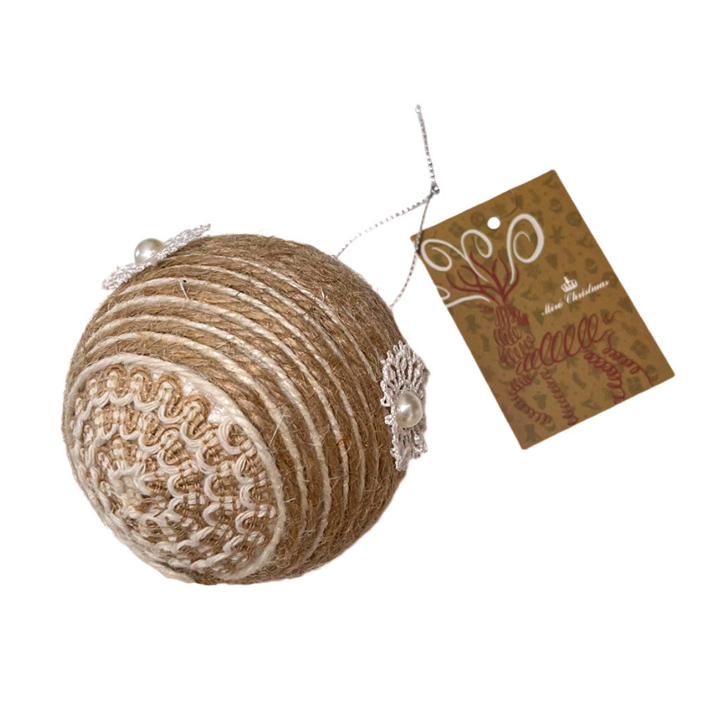 Esfera Navideña Decorada 8 Cm Dp12 Natural