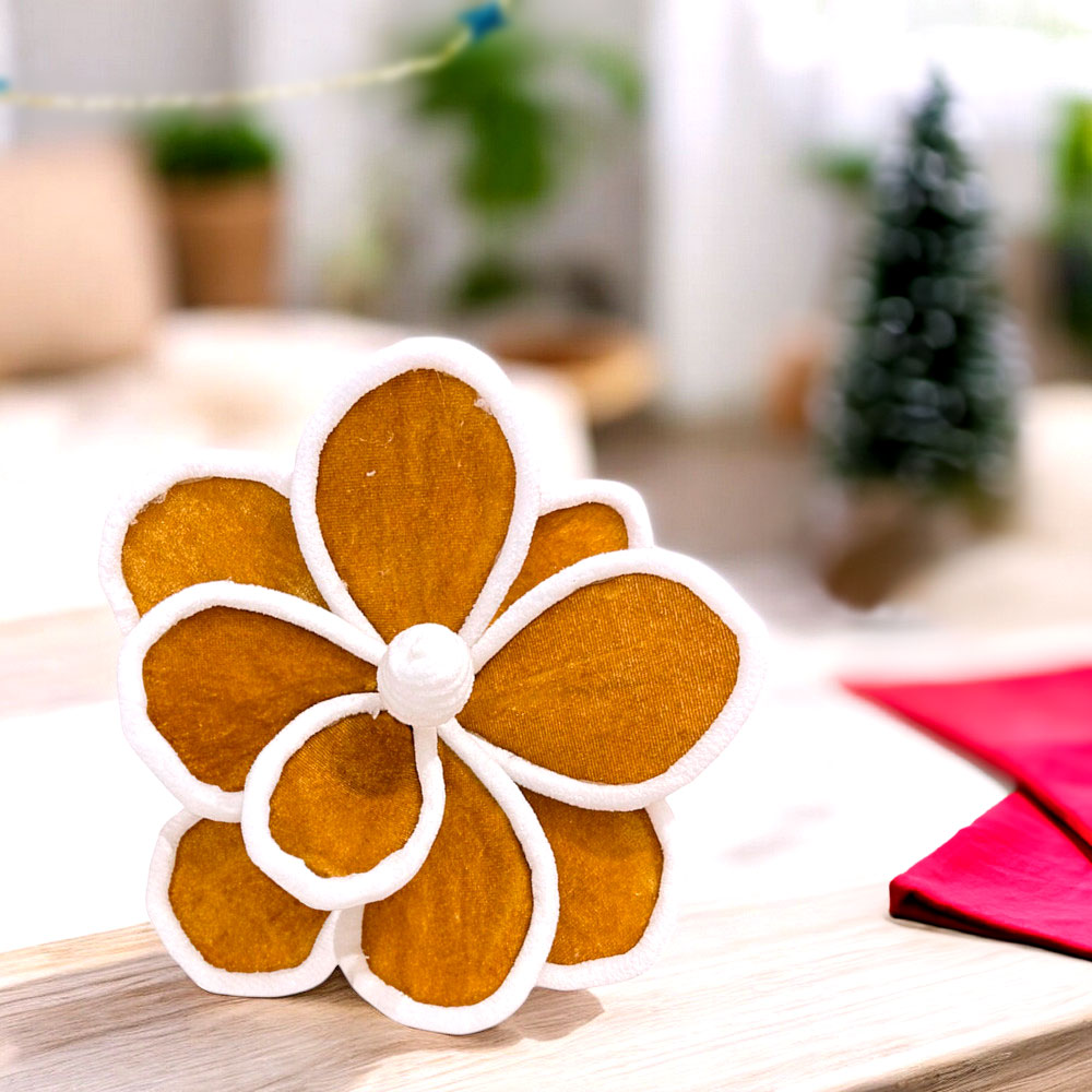 Pick Navideño Flor 32 Cm Dorado/Blanco