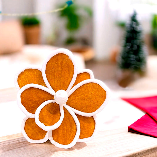 Pick Navideño Flor 32 Cm Dorado/Blanco