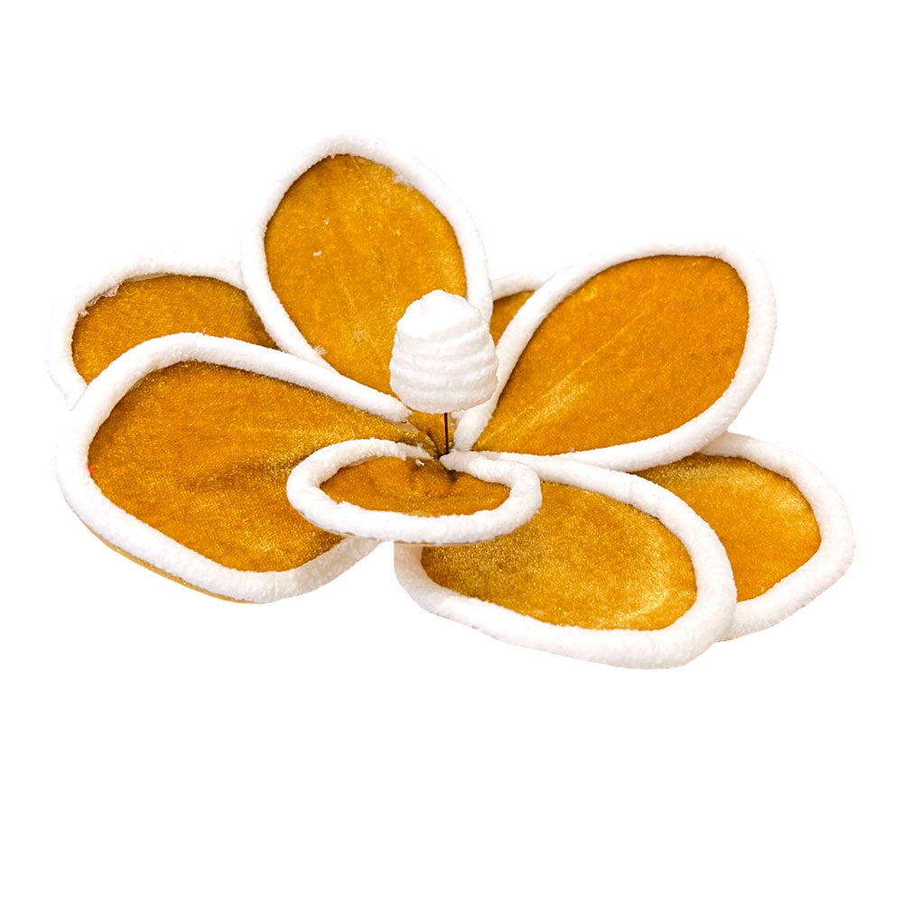 Pick Navideño Flor 32 Cm Dorado/Blanco