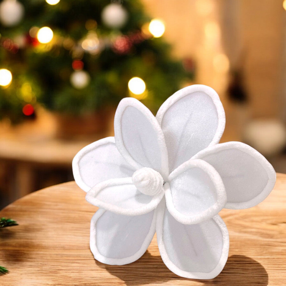 Pick Navideño Flor 32 Cm Blanco