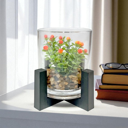 Pote Decorativo de Vidrio Home Elegance 4" / Con Plantita / Surtido