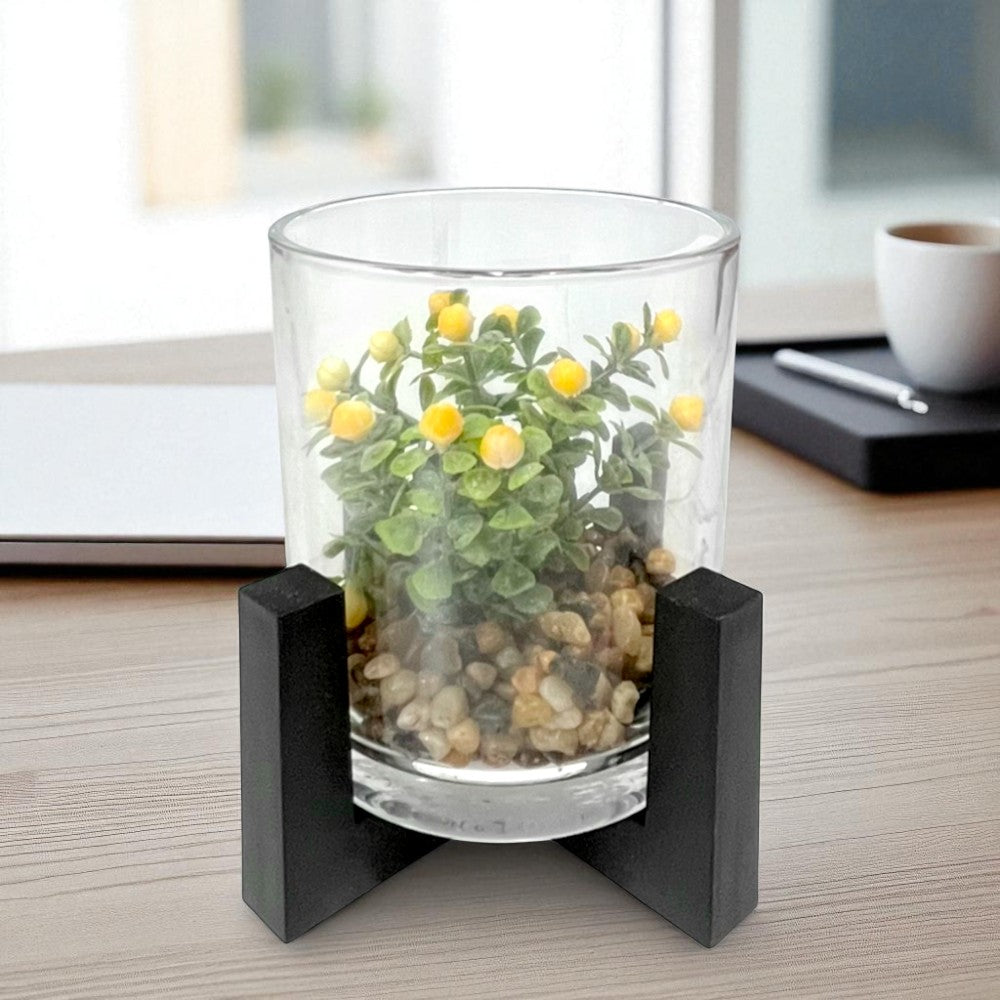 Pote Decorativo de Vidrio Home Elegance 4" / Con Plantita / Surtido