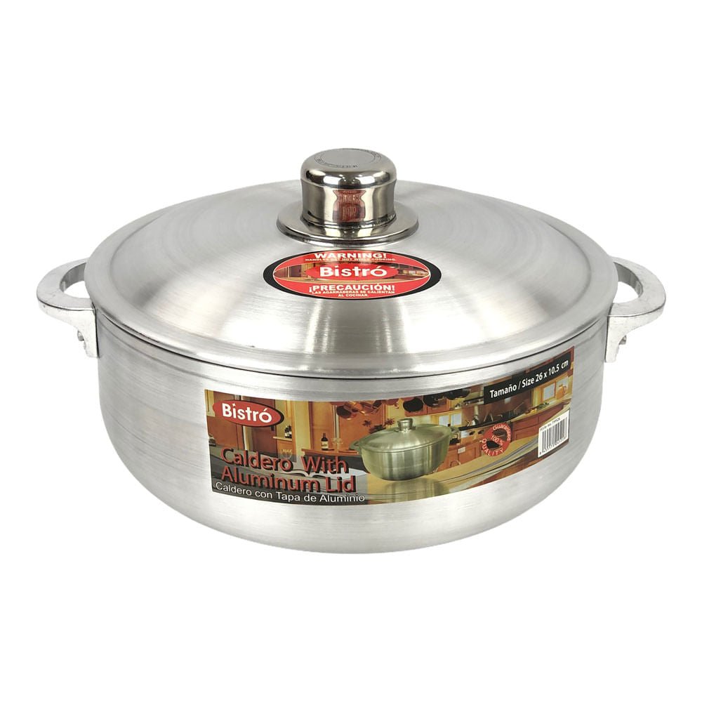 Olla Bistro con Tapa de Vidrio 26 cm - Gris Claro