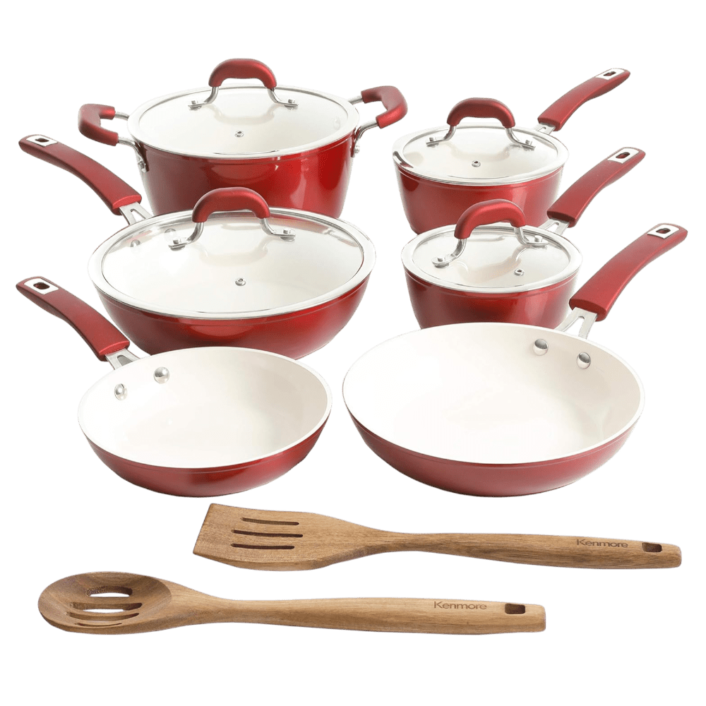 Ollas Arlington De Aluminio 12 Piezas Rojo Kenmore - Gibson - Titan.com.pa - 085081495396