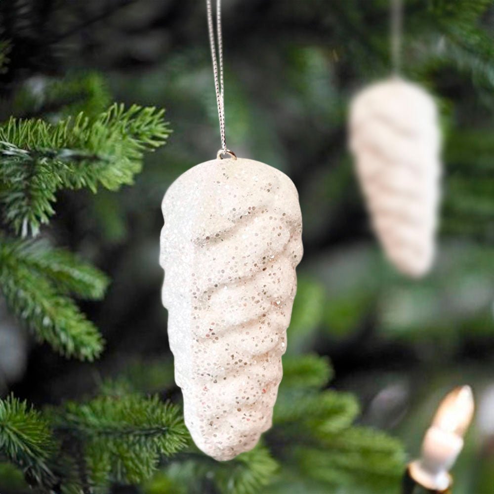 Ornamento Navideña Piña 13 Cm Blanco - Montefiori Christmas - Titan.com.pa - 7453121085167