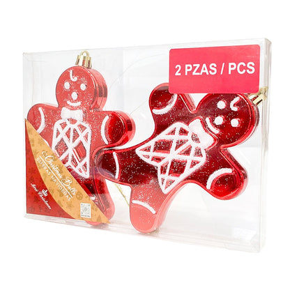 Ornamento Navideño Galleta 2 Piezas Rojo - Blanco / 14 cm / Miro Christmas - Miro Christmas - Titan.com.pa - 7450206279886