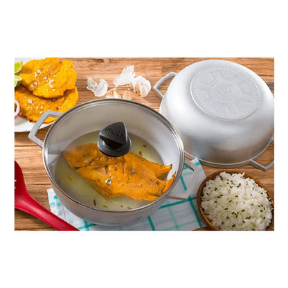 Paila de Aluminio Imusa  7 Con Tapa de Vidrio 4.5 L 26 cm - Imusa - Titan.com.pa - 7702073804259