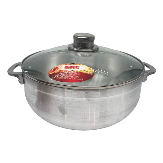 Paila de Aluminio Lotus Con Tapa de Vidrio 26 cm