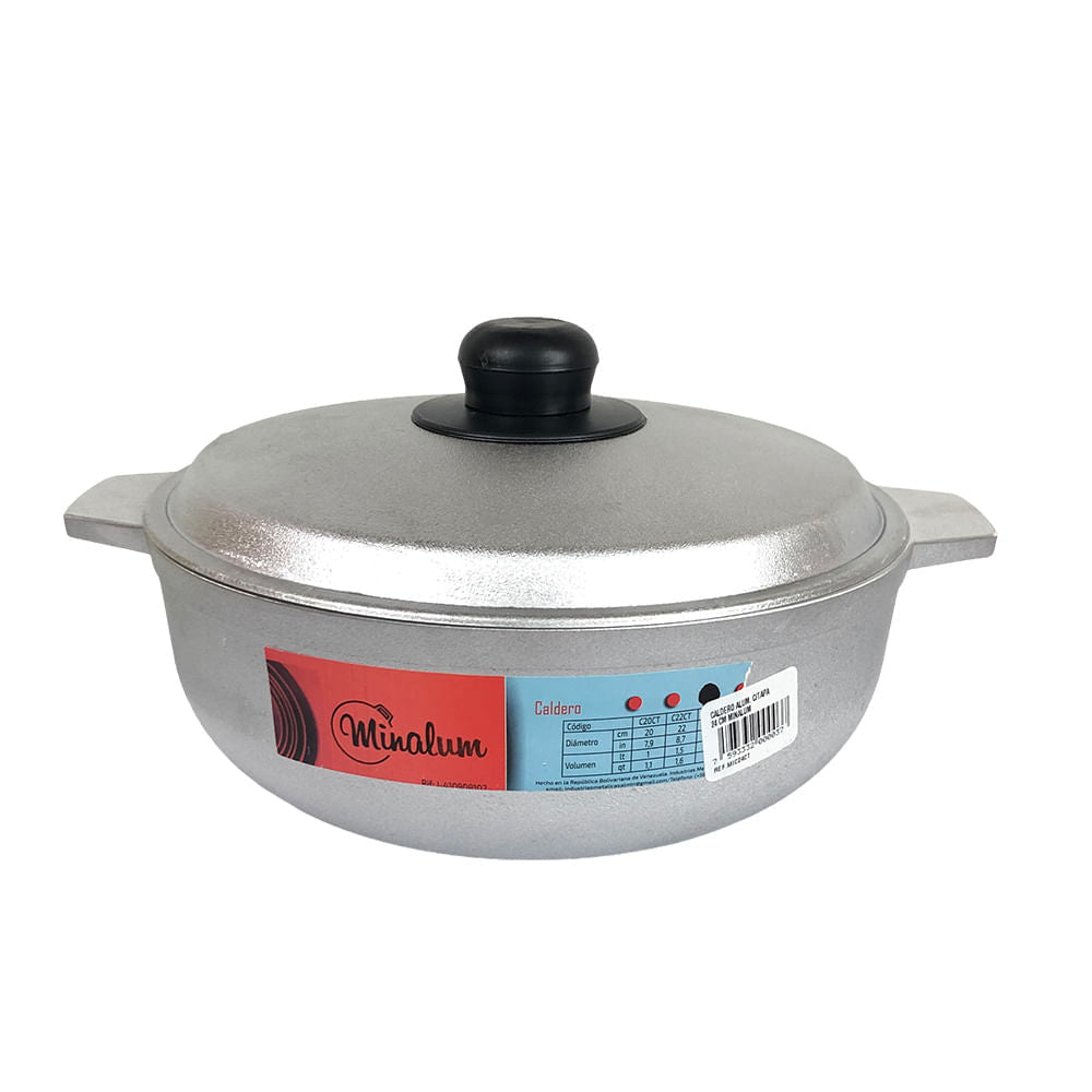 Paila de Aluminio Minalum Con Tapa de 24 cm