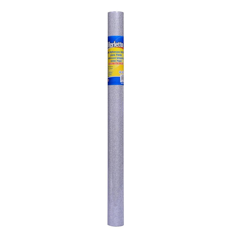 Papel Adhesivo Escarchado Merletto Plateado 3 m